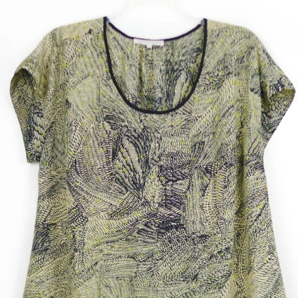 Daniel Rainn Yellow Green Black Silky Tunic Women's Plus size 1X